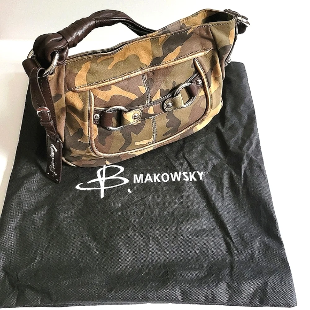 B.Makowsky leather hobo handbag with dust bag.